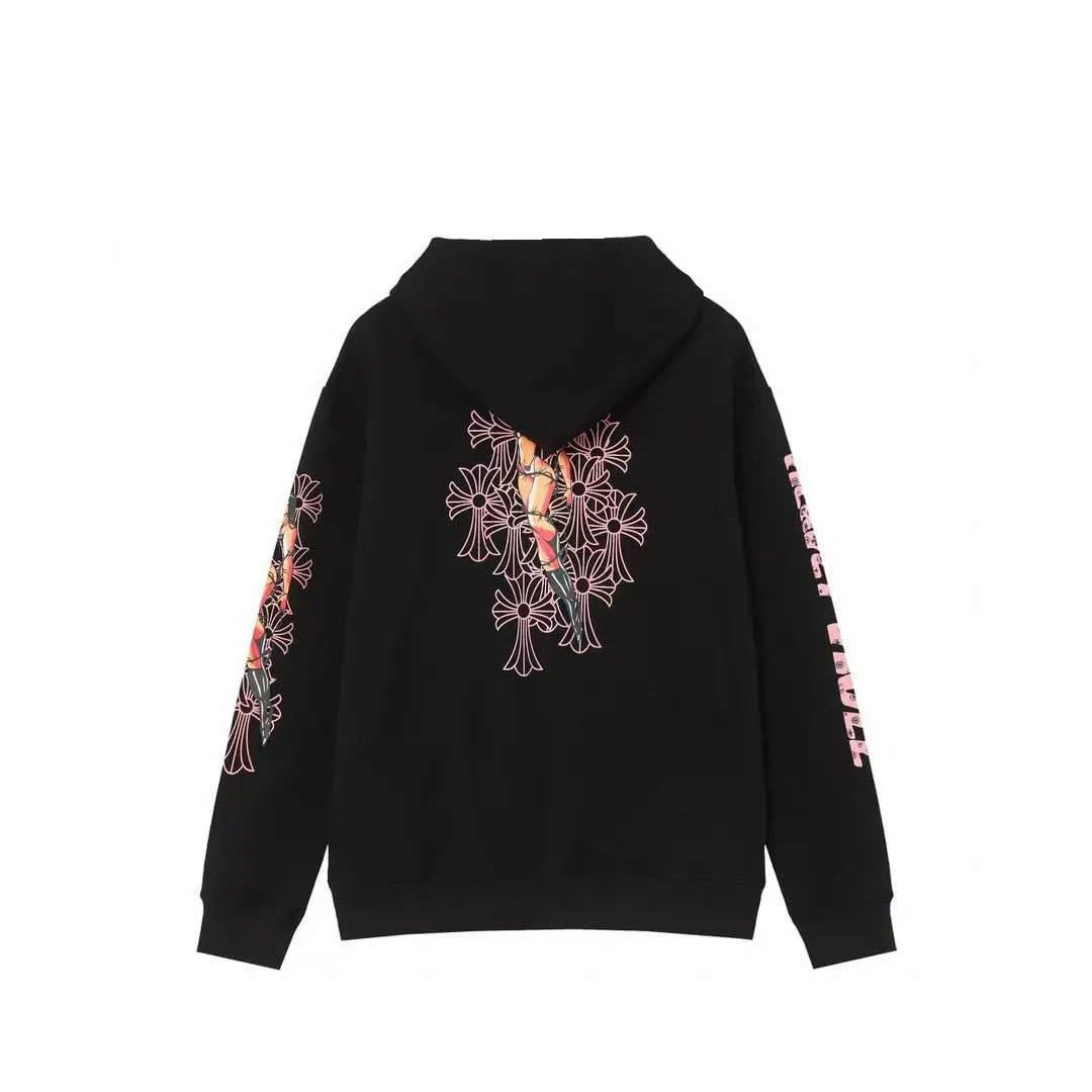 Q20—P230 -Chrome Hearts/Chrome Hearts printed zipper sweatshirt cardigan jacket -420 grams of high-density, high-quality wool, soft, delicate and skin-friendly, soft and silky to the touch, warm and skin-friendly -The hardware and zipper accessories are all customized and full of details -Colour: black -Size: S M L XL